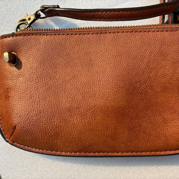 Joy Susan Vegan Leather Wristlet  Clutch Brown - Picture 3 of 11